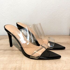 Brand New Clear Pointed Toe Heels Black